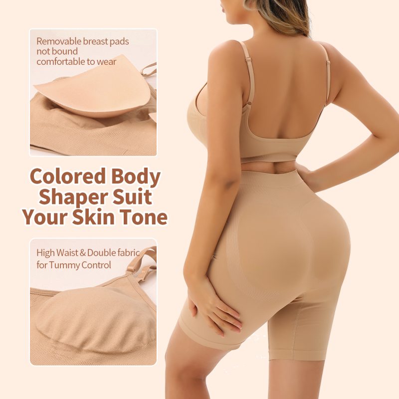 Elastic Breathable Shapewear Set with Detachable Pads Back View