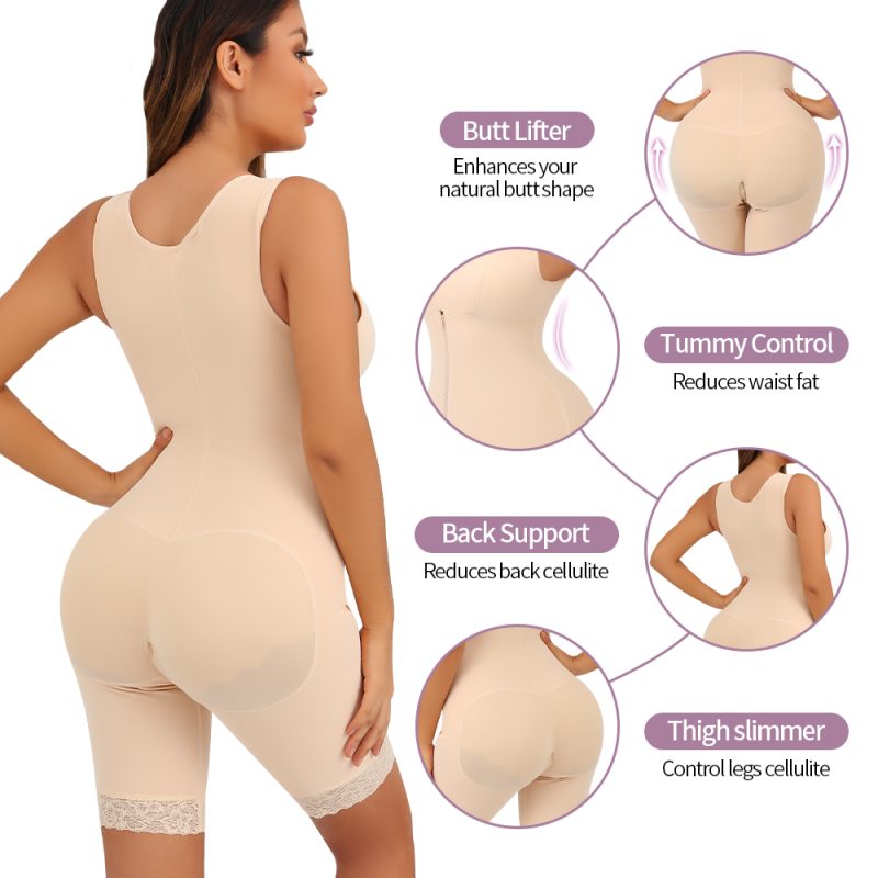 Plus Size Full Body Shapewear with Openable Bra Back Details