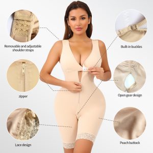 Plus Size Full Body Shapewear with Openable Bra Feature Details