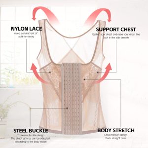 Sexy Lace Waist Trainer Vest with Cross Back Design Feature Displau