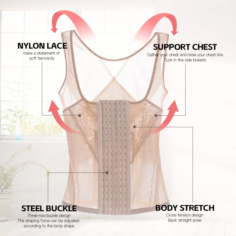 Sexy Lace Waist Trainer Vest with Cross Back Design Feature Displau