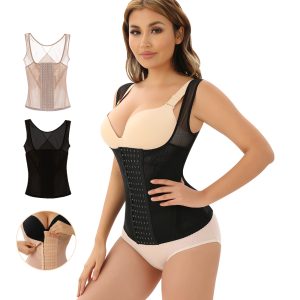 Sexy Lace Waist Trainer Vest with Cross Back Design Side Dispaly