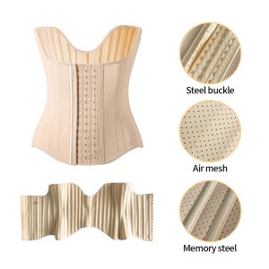 Beige Hourglass Latex Body Shaping Belt - Ventilated & 25 Steel Bone Support