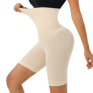 Beige Power Flex High-Waisted Tummy Control Boxer Leggings