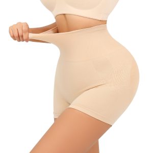 Beige Silky High-Rise Shapewear Boxer with Tummy Control