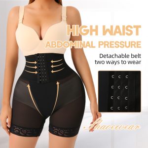 Black High Waist Thickened Abdomen Sponge Pad Hip-Boost Butt Lift Panty details