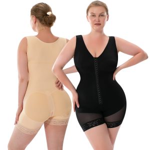 Elegant Lace-Trimmed Full Body Jumpsuit with Tummy Control Model Display