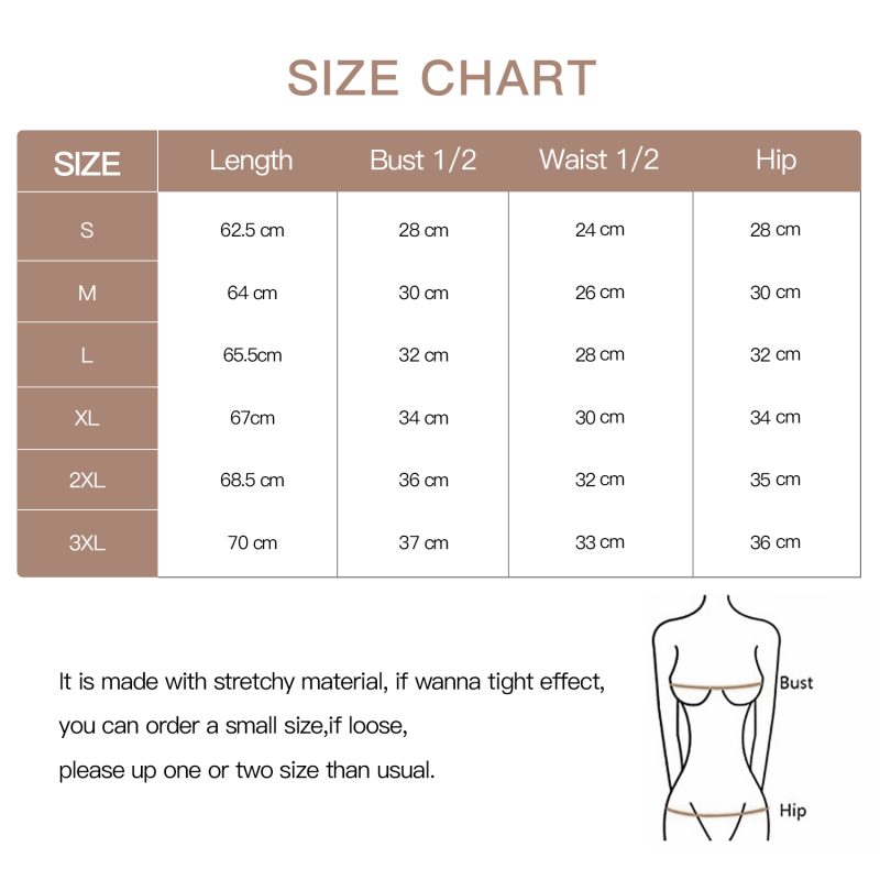 Elegant Long-Sleeve High-Stretch Fabric Shapewear Bodysuit Size Chart