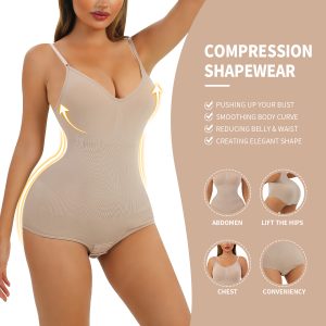 High Elastic Seamless Solid Color Bodysuit Front Details