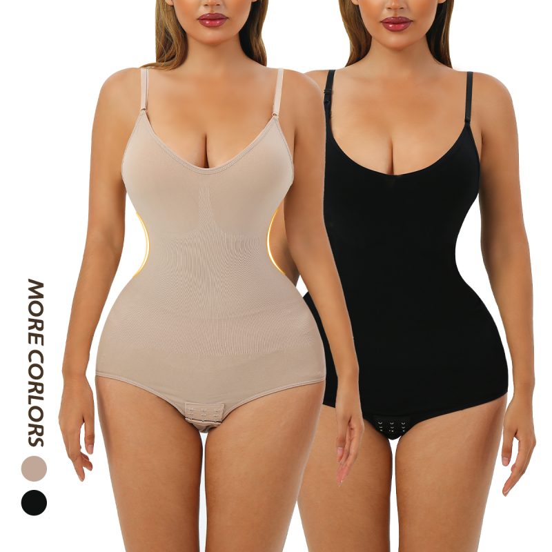 High Elastic Seamless Solid Color Bodysuit Model Display