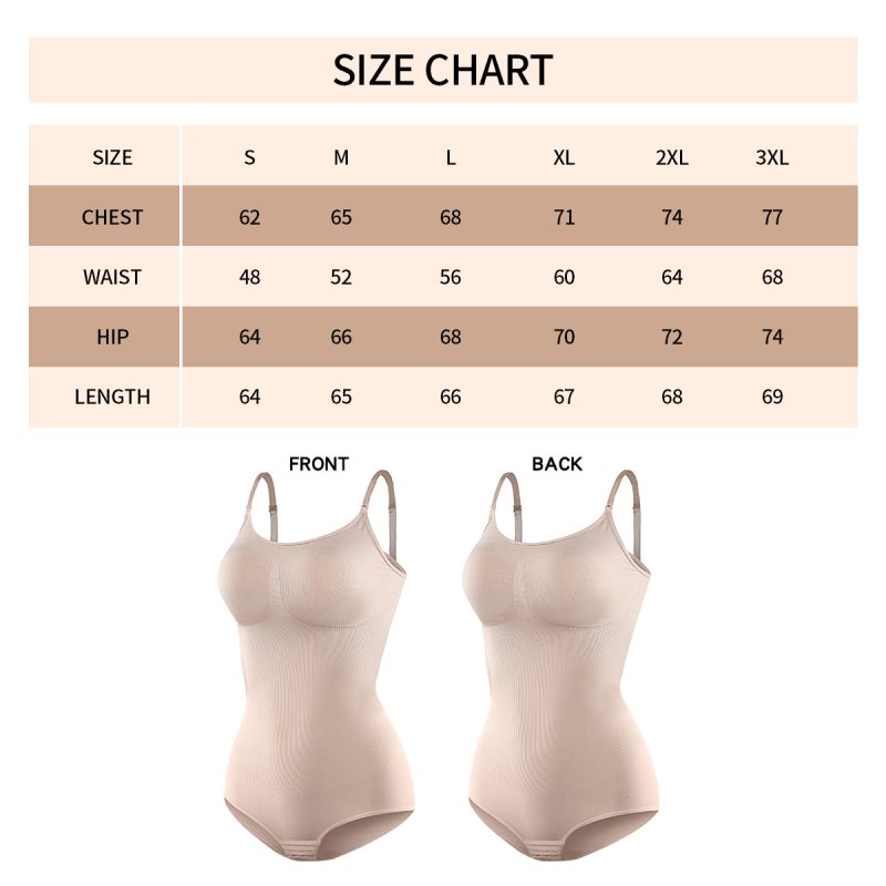 High Elastic Seamless Solid Color Bodysuit Size Chart