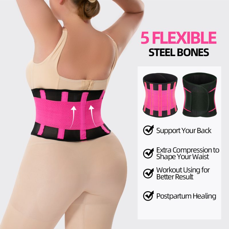 High-Elasticity Sports Protective Belt - Seven Steel Support & Sweat-Enhancing Model Back Details