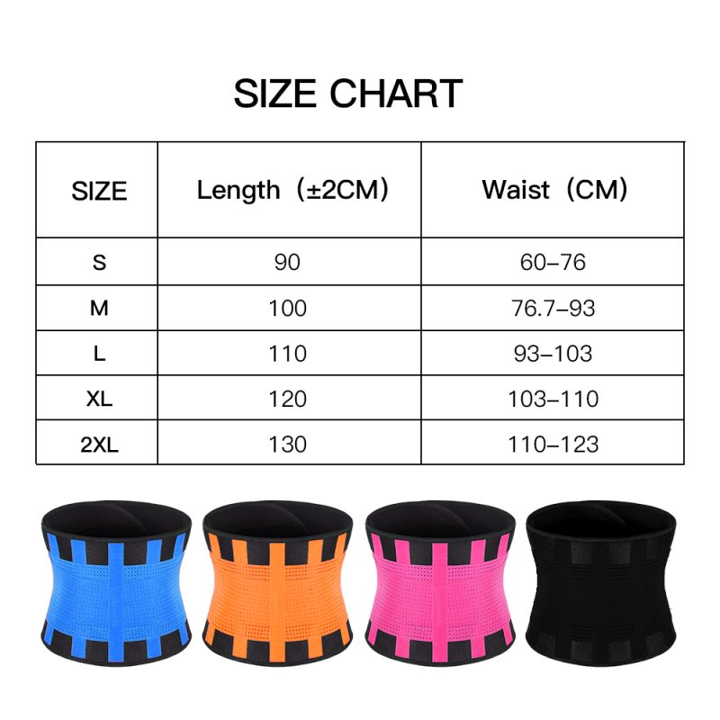 High-Elasticity Sports Protective Belt - Seven Steel Support & Sweat-Enhancing Size Chart