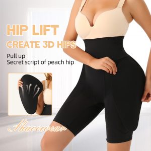 High Waist Boxer Tummy Control Pants with Sponge Pad Buttock Enhancer Paded Details