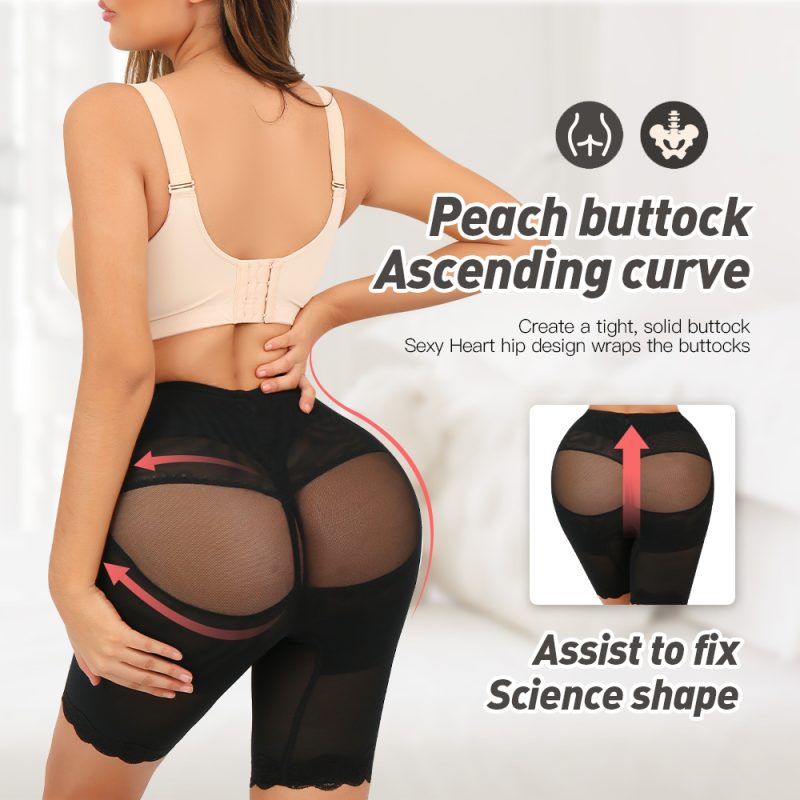 High-Waist Cross-Lift Shapewear Shorts with Breathable Mesh Model Back Details