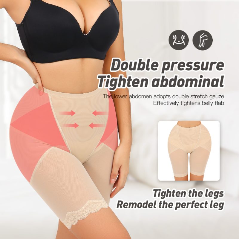 High-Waist Cross-Lift Shapewear Shorts with Breathable Mesh Model Side Details