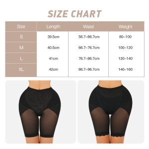 High-Waist Cross-Lift Shapewear Shorts with Breathable Mesh Size Chart