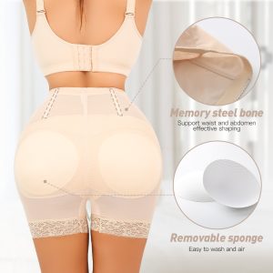 High-Waist Shapewear Bottoms with Padded Buttock Back Show