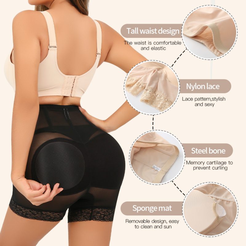 High-Waist Shapewear Bottoms with Padded Buttock Bakc Details