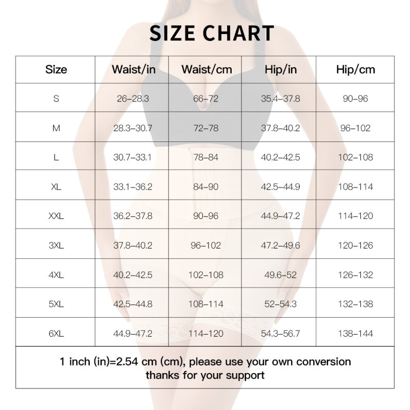 High Waist Thickened Abdomen Sponge Pad Hip-Boost Butt Lift Panty Size Chart