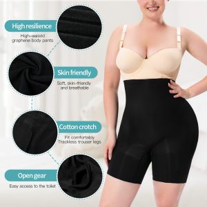 High Waisted Seamless Shapewear Boxer - Lightweight & Breathable Front Model Details