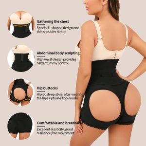 Lace-Trimmed Shapewear with Detachable Belt and Hip Cutout Back Details