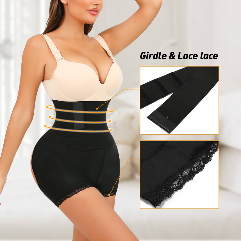 Lace-Trimmed Shapewear with Detachable Belt and Hip Cutout lace Details