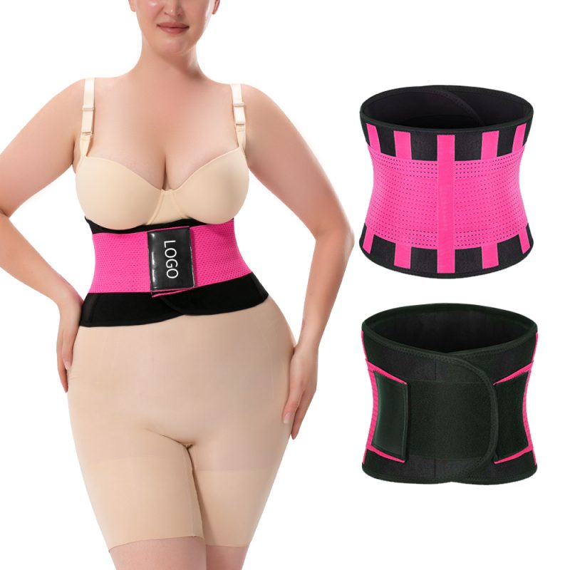 Pink High-Elasticity Sports Protective Belt - Seven Steel Support & Sweat-Enhancing Model Show