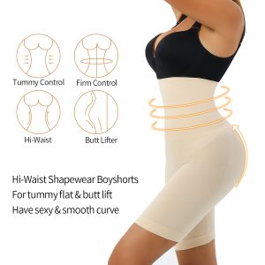 Power Flex High-Waisted Tummy Control Boxer Leggings Side Feature Show