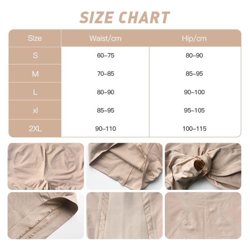 Seamless Full Body Shaper with Bust Support and Butt Lifter Size Chart