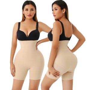 Seamless High-Waist Open-Crotch Shapewear for All-Day Comfort Model Front View