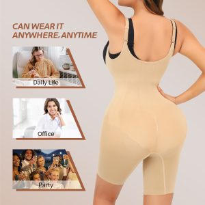 Seamless Large-Size Shapewear with Open Crotch and Hip Lift Feature Back Details