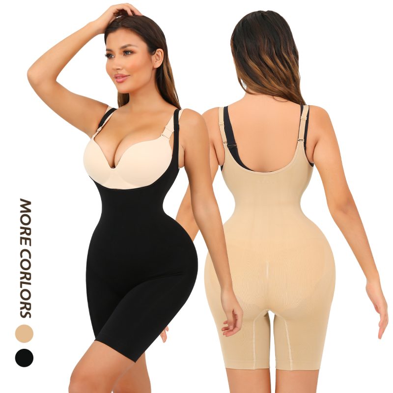 Seamless Large-Size Shapewear with Open Crotch and Hip Lift Feature Model Back Display