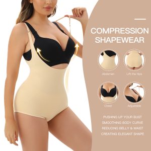 Seamlessly Sculpted Adjustable Strapped Women's Skinny Bodysuit Side Details