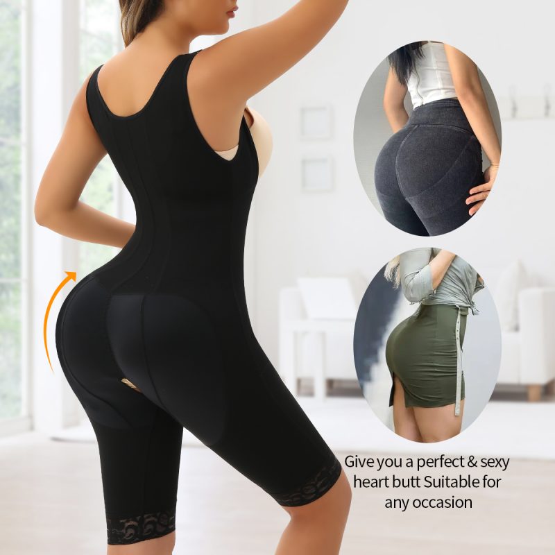 Steel-Bone Waist Shaping Full Body Shaper with Wide Shoulder Straps Back Details