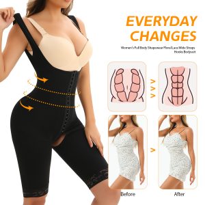 Steel-Bone Waist Shaping Full Body Shaper with Wide Shoulder Straps Details