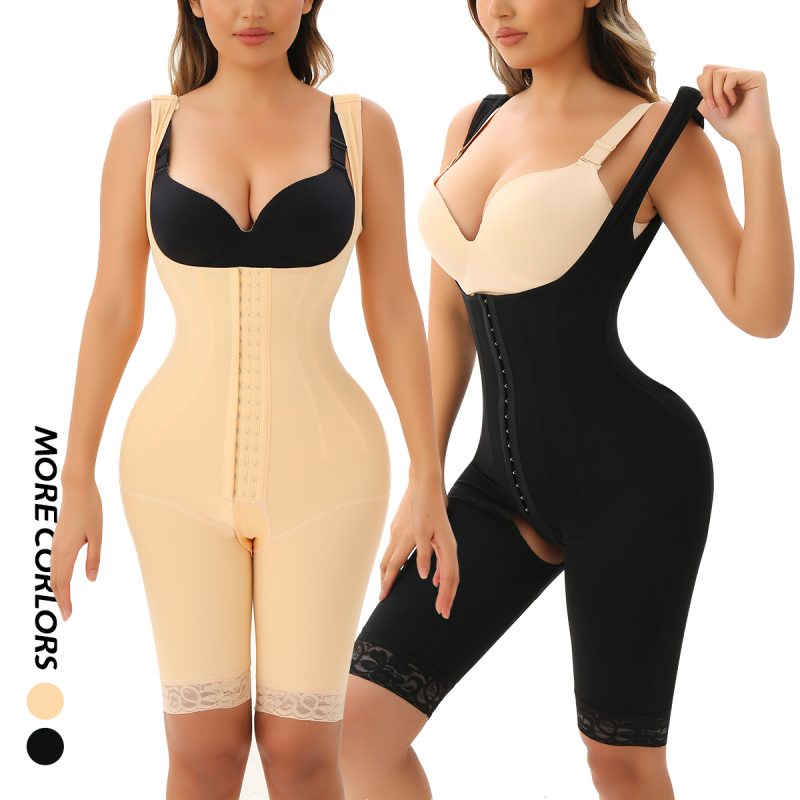 Steel-Bone Waist Shaping Full Body Shaper with Wide Shoulder Straps Side Show