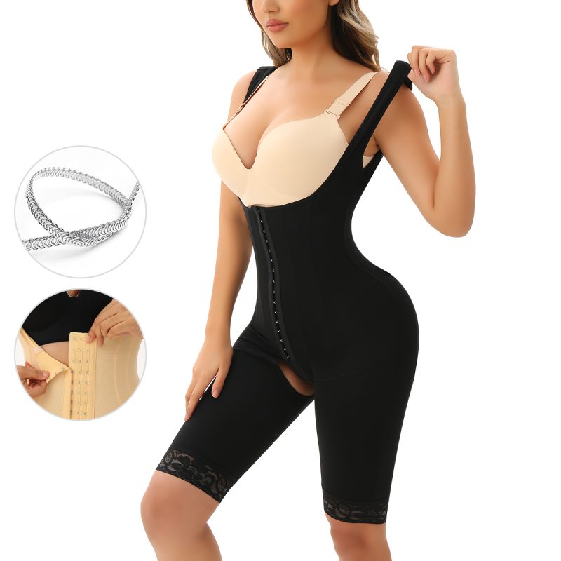 Steel-Bone Waist Shaping Full Body Shaper with Wide Shoulder Straps Strapy Details