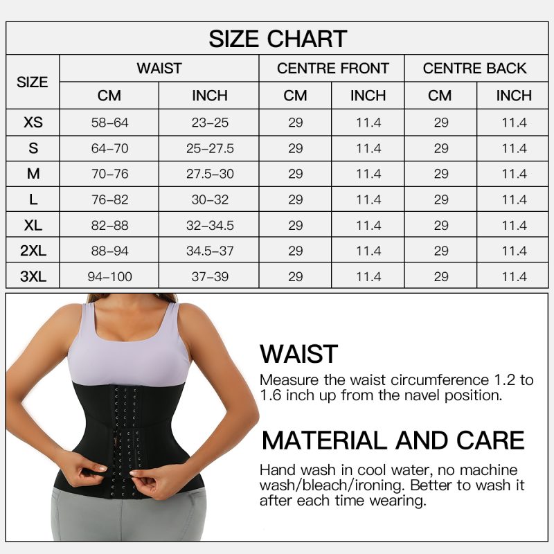 Triple Flex TightFit Waist Shaping Belt with Double Breasted Design Size Chart