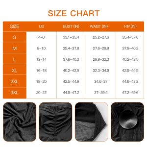 2-in-1 Body Shaping Suspender Skirt with Open Crotch & Chest Pad Size Chart