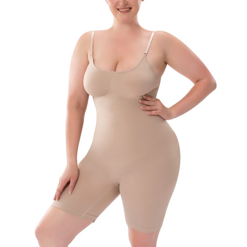 Beige Full Body Shapewear - Seamless, Adjustable & Highly Elastic