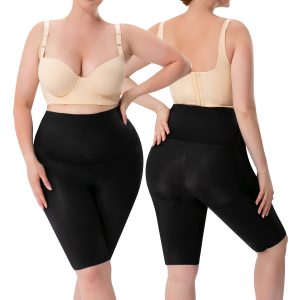 Black High-Rise Tummy Control Shapewear with One-Piece Fake Ass Model Show