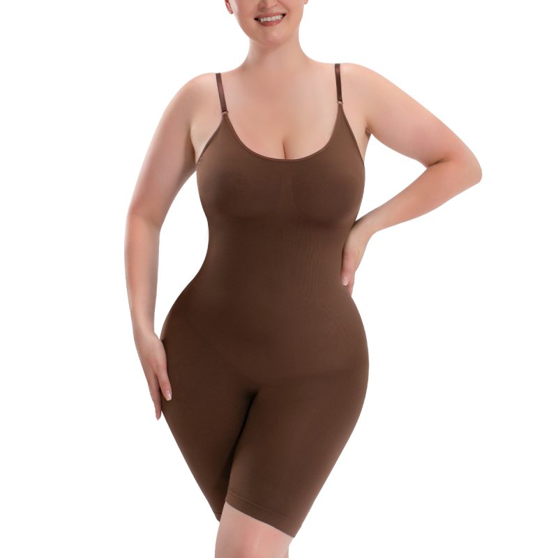 Brown Full Body Shapewear - Seamless, Adjustable & Highly Elastic