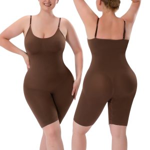 Brown Full Body Shapewear - Seamless, Adjustable & Highly Elastic Model Display