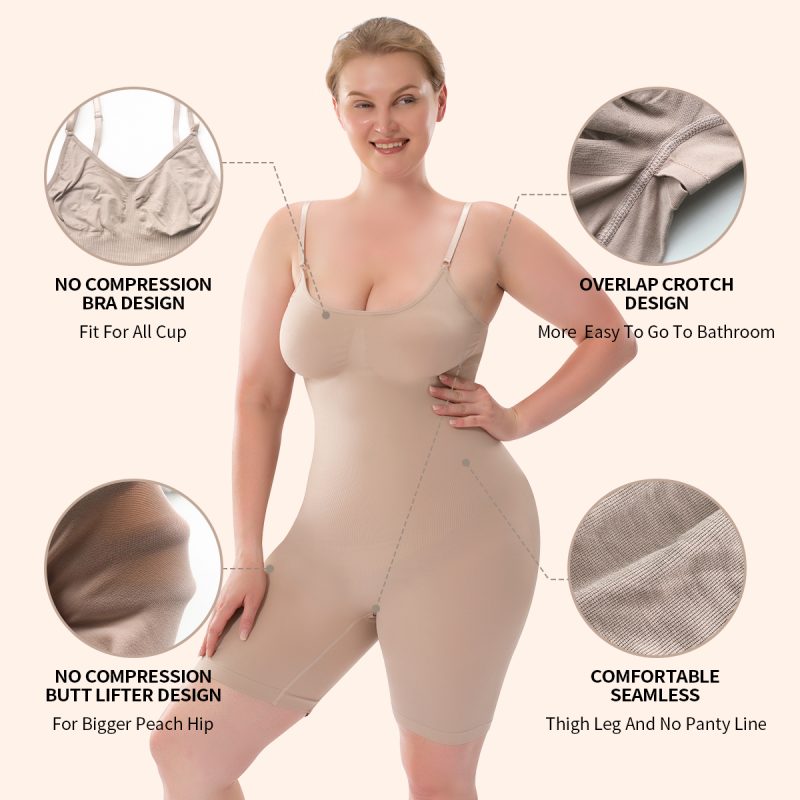 Full Body Shapewear - Seamless, Adjustable & Highly Elastic Front Details