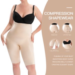 High-Rise Tummy Control Shapewear with One-Piece Fake Ass Front Show