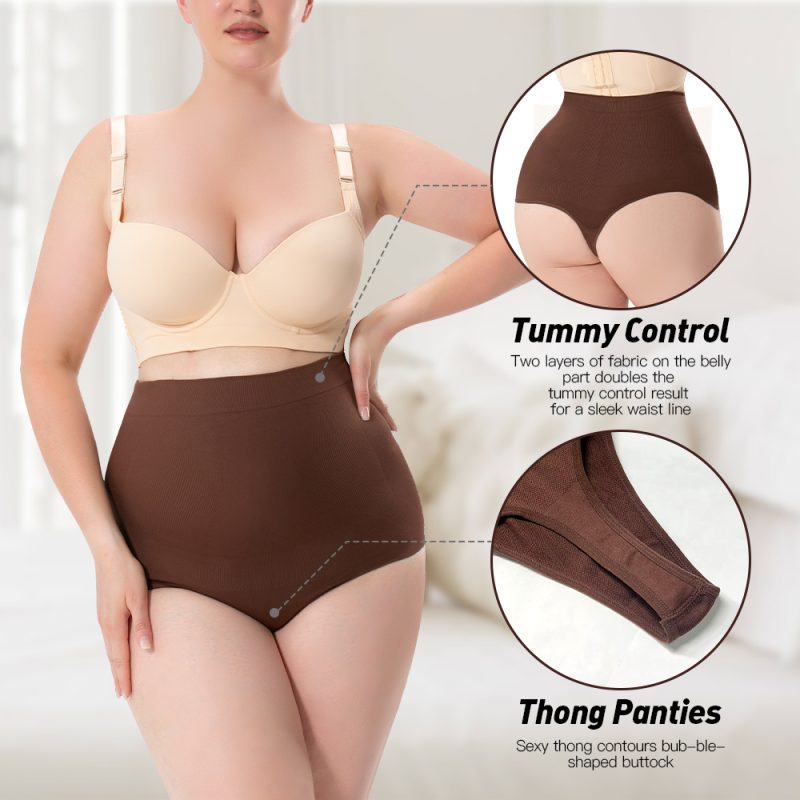 High Waist Shapewear Thong - Butt Lift & Seamless Design Front Details