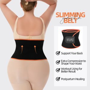 Neoprene Sweat Belt - Adjustable & Thickened for Tummy Control Back Details