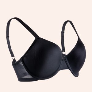 Black Wholesale Silken Elegance Glossy Plus Size Bra for GHIJ Cup Front Show
