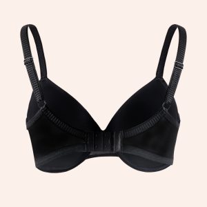 Black Wholesale Silken Elegance Glossy Plus Size Bra for GHIJ Cup Black Show